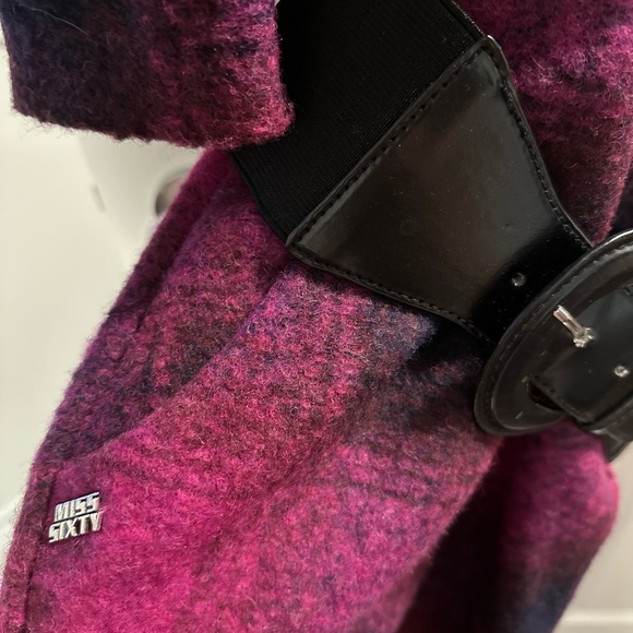 Miss Sixty Cerise Hot Pink Tartan Check Wool Dress - Picture 6 of 7